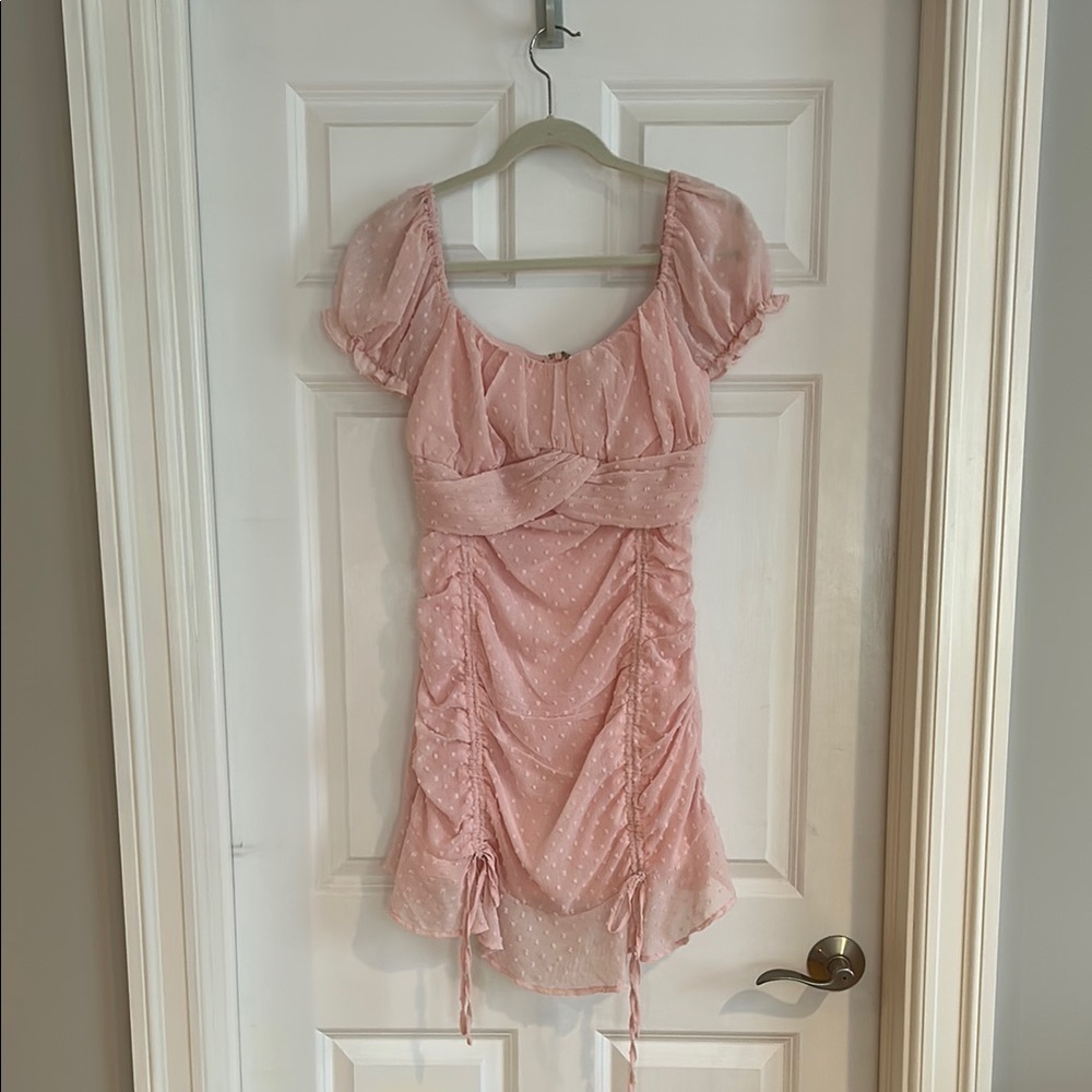 Blush Ruched Mini Dress
